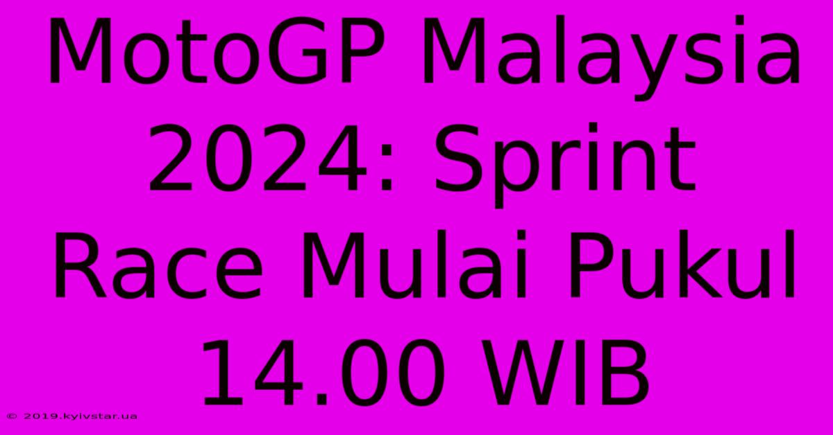 MotoGP Malaysia 2024: Sprint Race Mulai Pukul 14.00 WIB