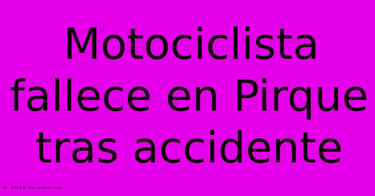 Motociclista Fallece En Pirque Tras Accidente