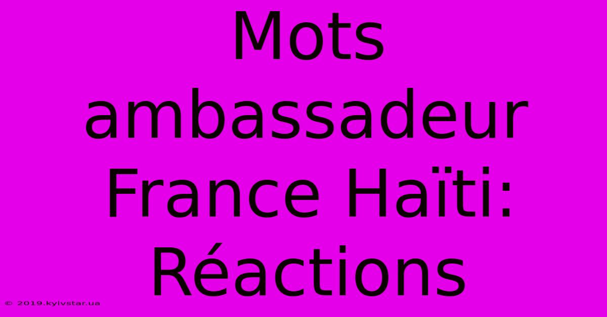 Mots Ambassadeur France Haïti:  Réactions