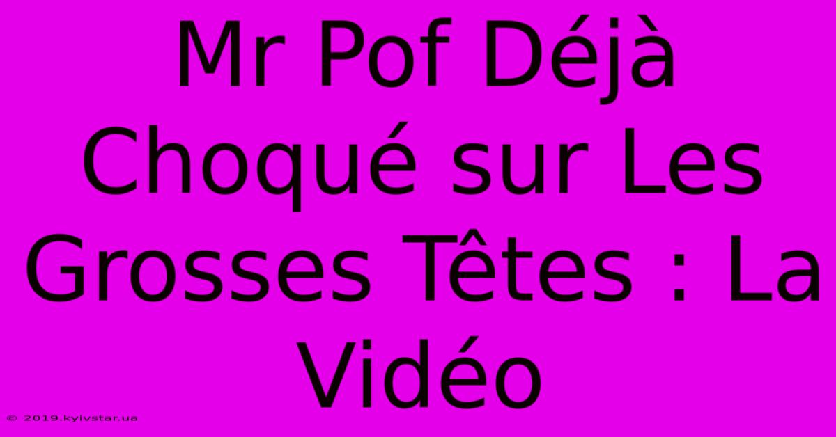 Mr Pof Déjà Choqué Sur Les Grosses Têtes : La Vidéo