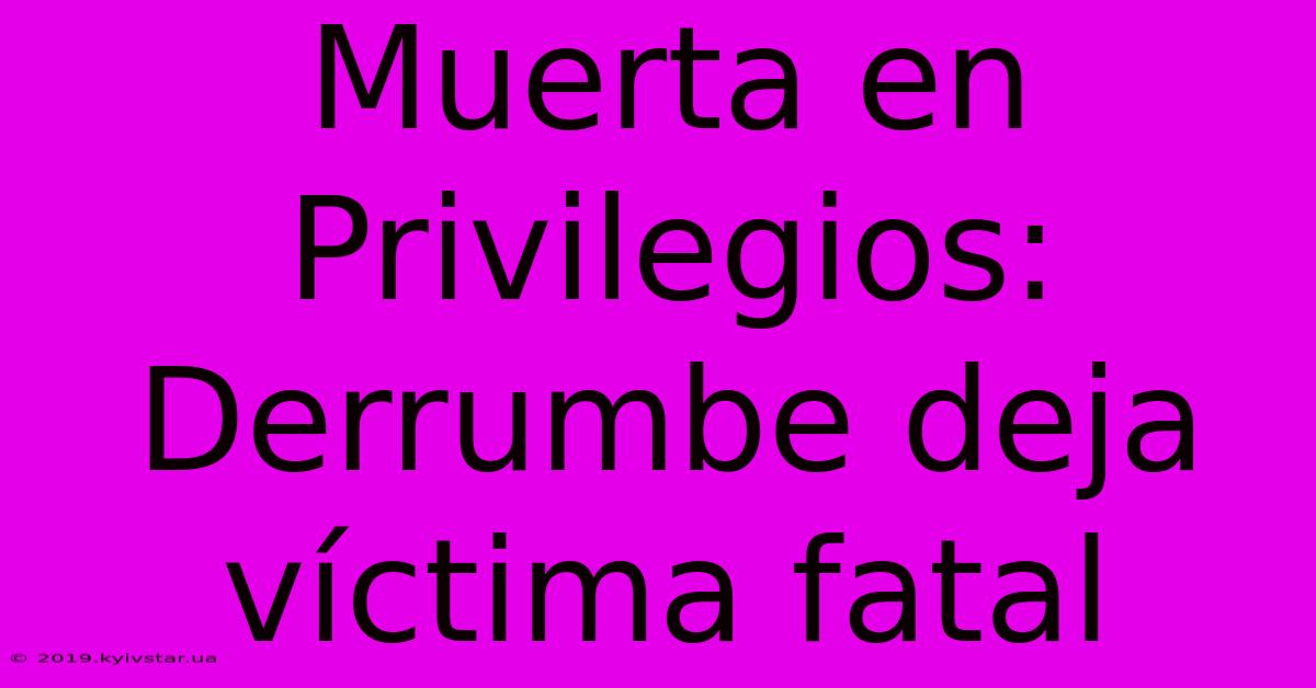 Muerta En Privilegios:  Derrumbe Deja Víctima Fatal