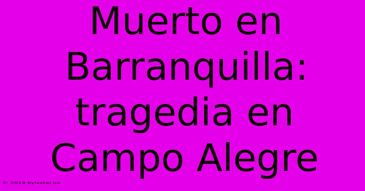 Muerto En Barranquilla: Tragedia En Campo Alegre