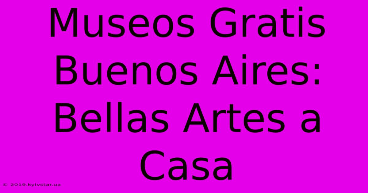 Museos Gratis Buenos Aires: Bellas Artes A Casa