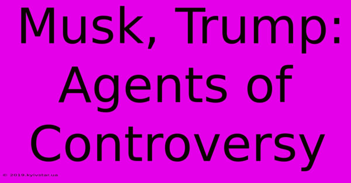 Musk, Trump: Agents Of Controversy 