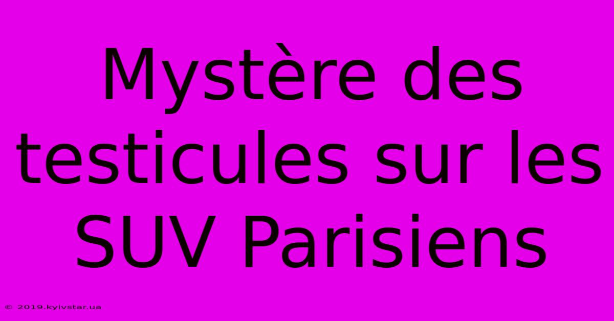 Mystère Des Testicules Sur Les SUV Parisiens