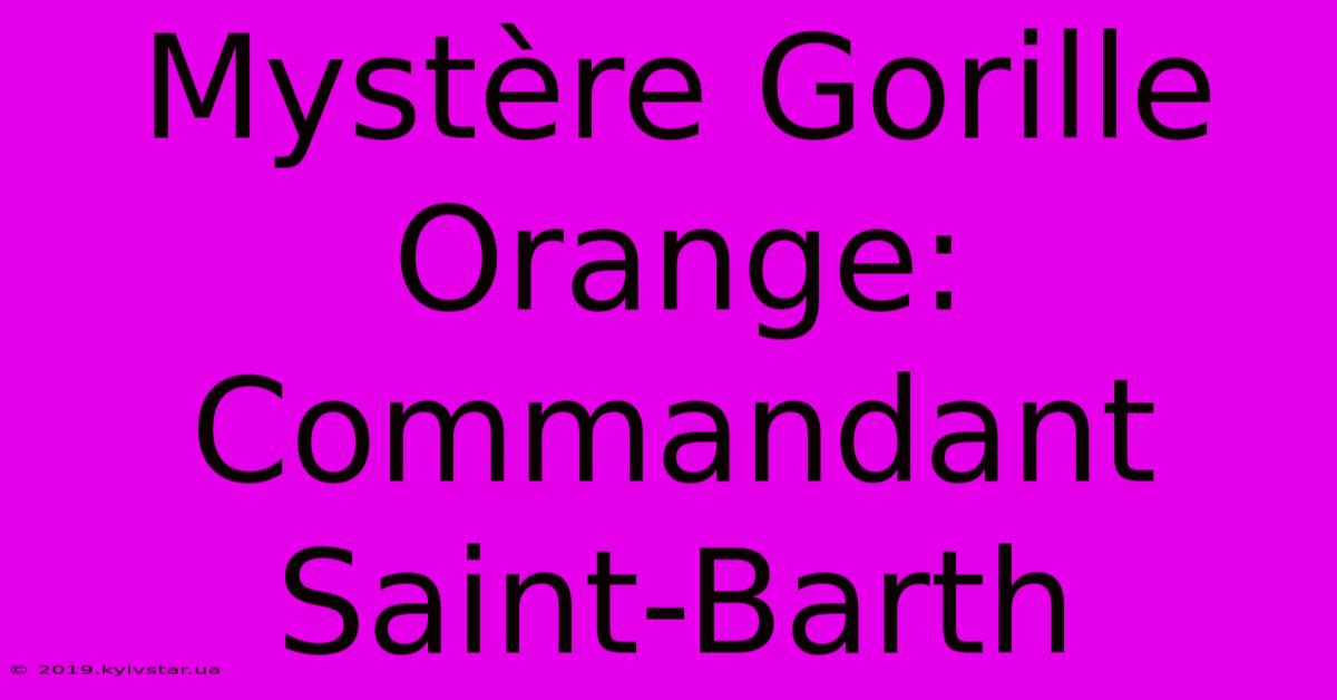 Mystère Gorille Orange: Commandant Saint-Barth