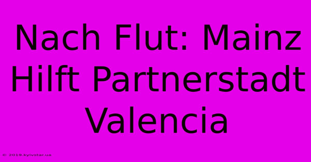 Nach Flut: Mainz Hilft Partnerstadt Valencia