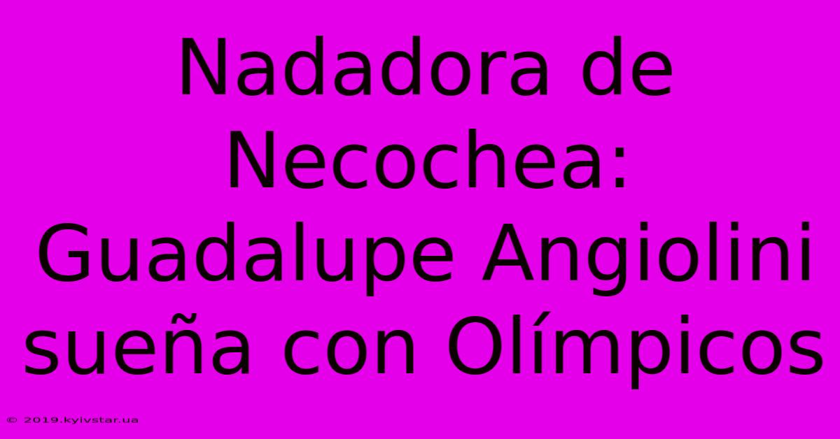 Nadadora De Necochea: Guadalupe Angiolini Sueña Con Olímpicos