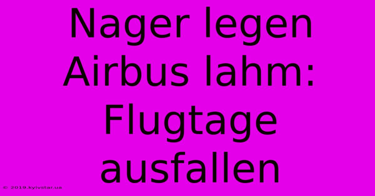 Nager Legen Airbus Lahm: Flugtage Ausfallen