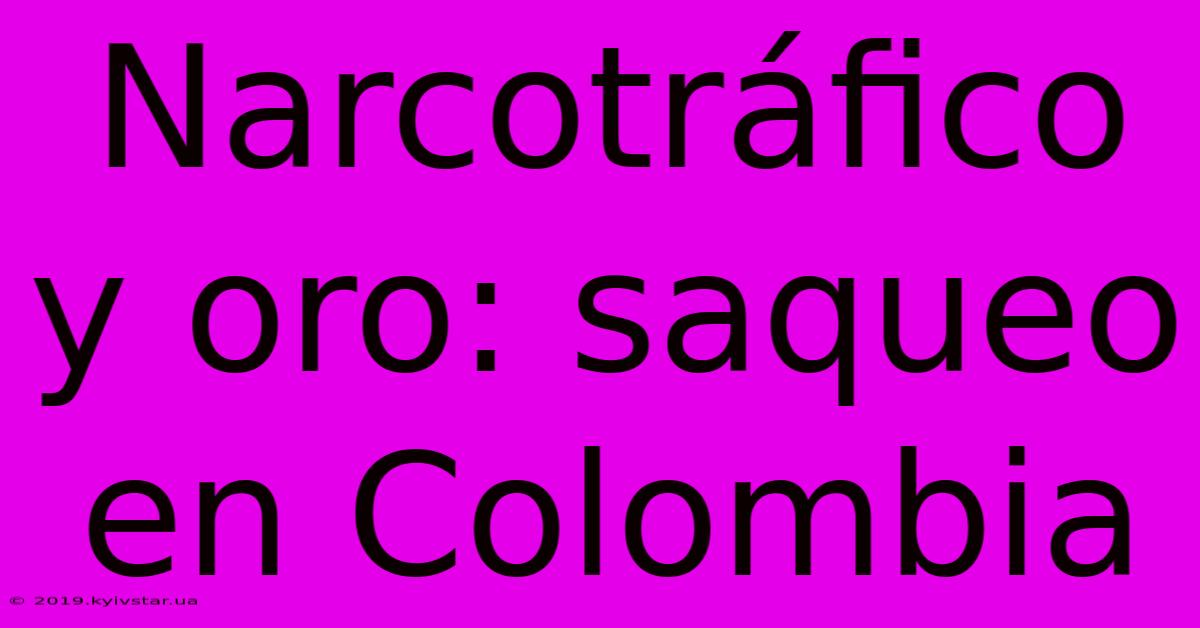 Narcotráfico Y Oro: Saqueo En Colombia