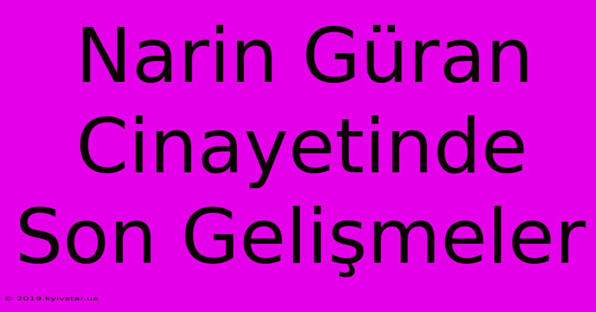 Narin Güran Cinayetinde Son Gelişmeler