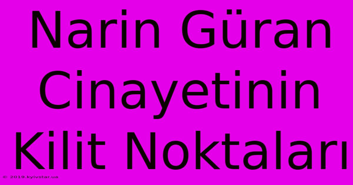 Narin Güran Cinayetinin Kilit Noktaları