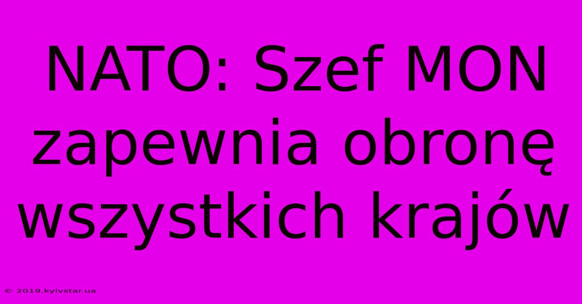 NATO: Szef MON Zapewnia Obronę Wszystkich Krajów