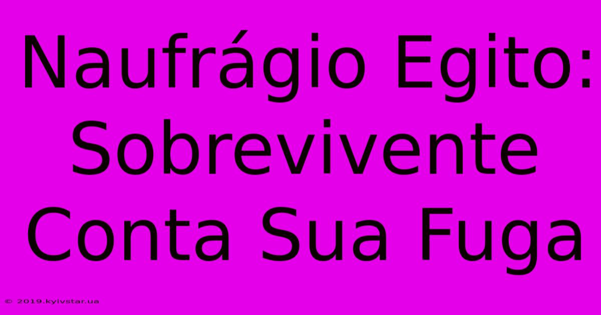 Naufrágio Egito: Sobrevivente Conta Sua Fuga