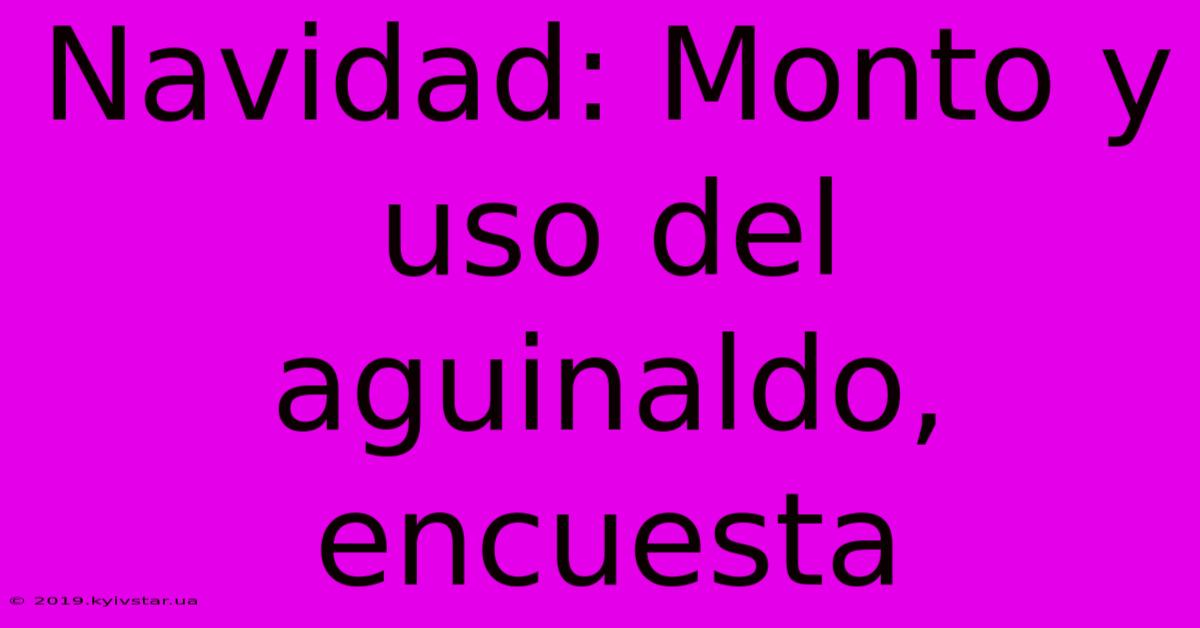 Navidad: Monto Y Uso Del Aguinaldo, Encuesta