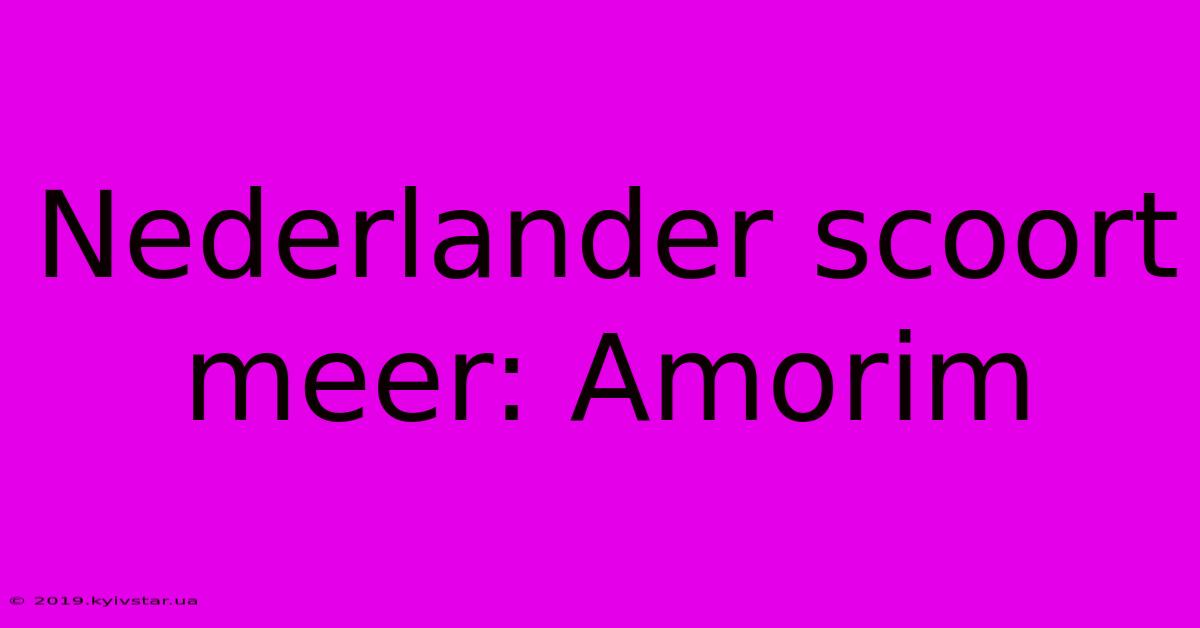 Nederlander Scoort Meer: Amorim