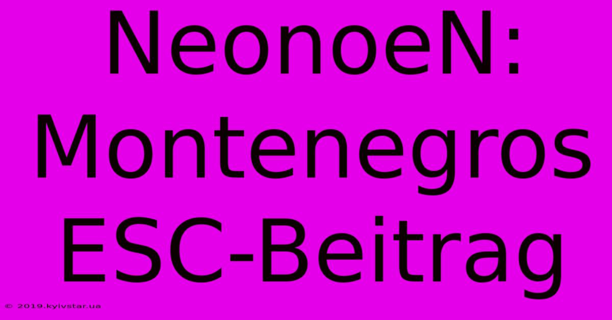 NeonoeN: Montenegros ESC-Beitrag