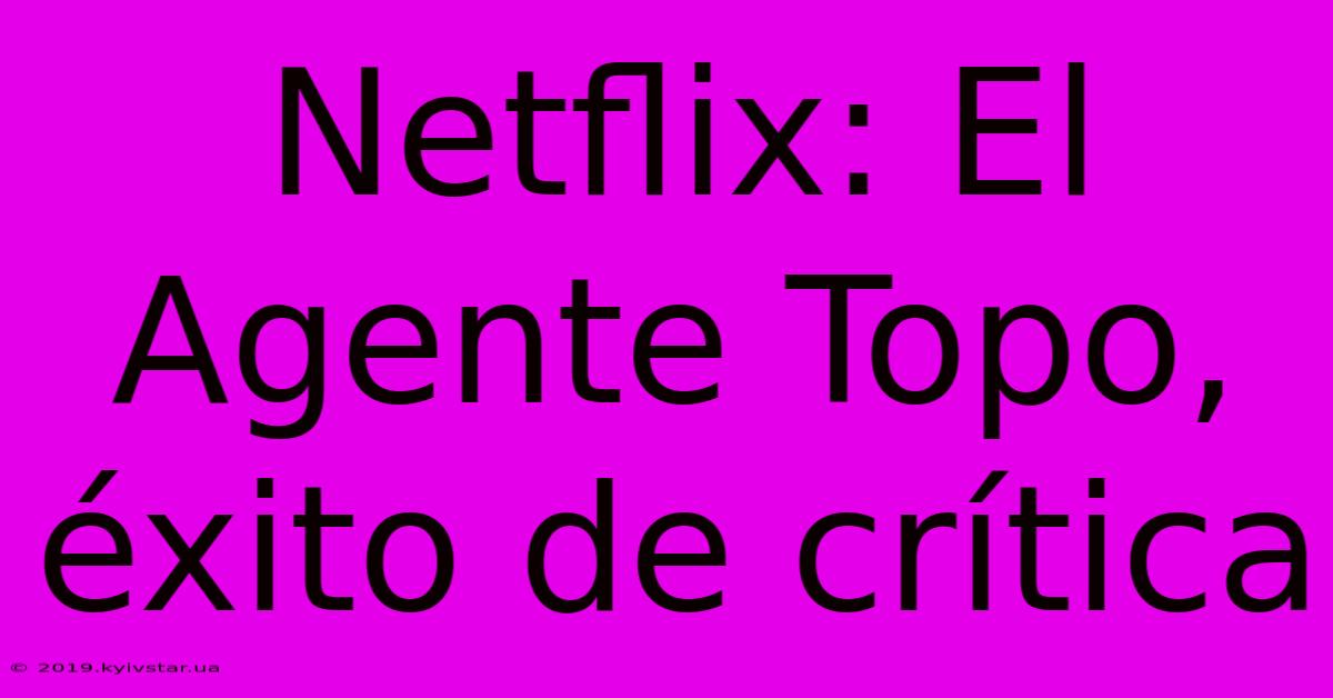 Netflix: El Agente Topo, Éxito De Crítica