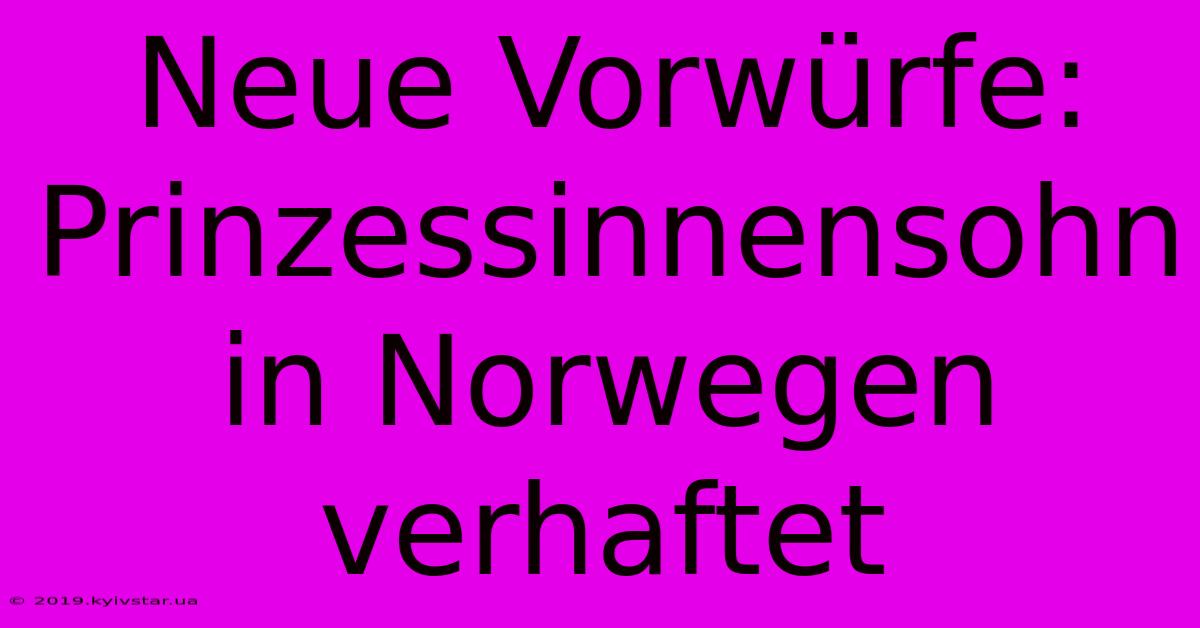 Neue Vorwürfe: Prinzessinnensohn In Norwegen Verhaftet