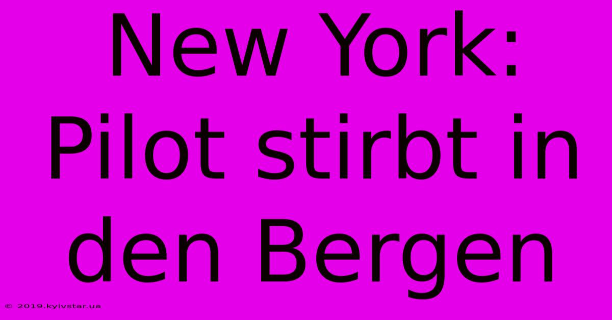 New York: Pilot Stirbt In Den Bergen