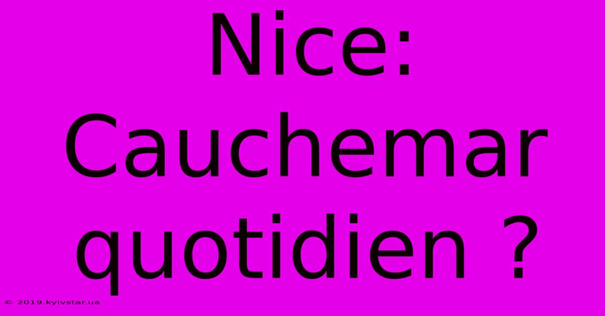 Nice: Cauchemar Quotidien ?