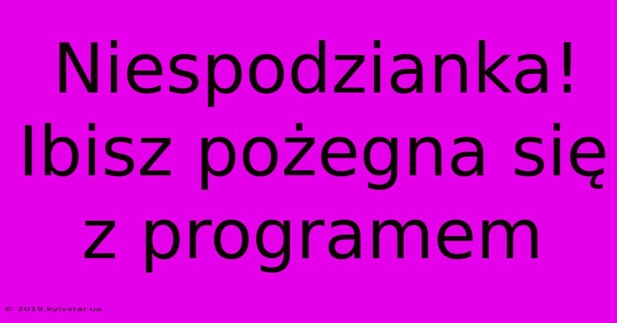 Niespodzianka! Ibisz Pożegna Się Z Programem