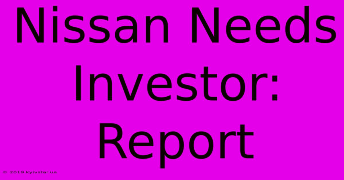 Nissan Needs Investor: Report