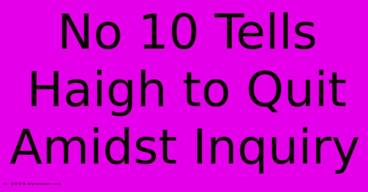 No 10 Tells Haigh To Quit Amidst Inquiry