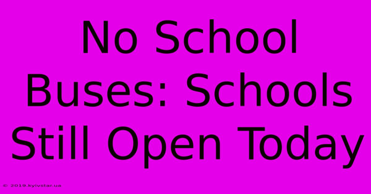 No School Buses: Schools Still Open Today