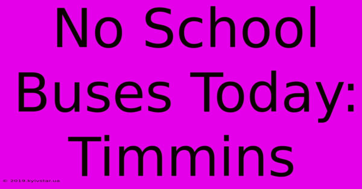 No School Buses Today: Timmins