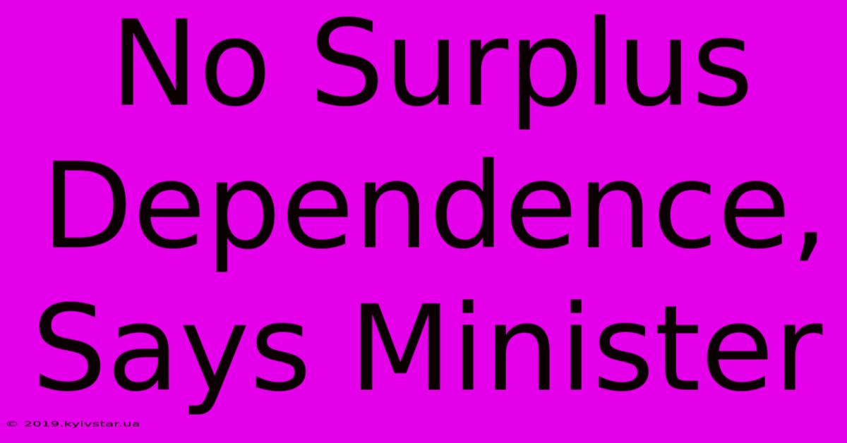 No Surplus Dependence, Says Minister