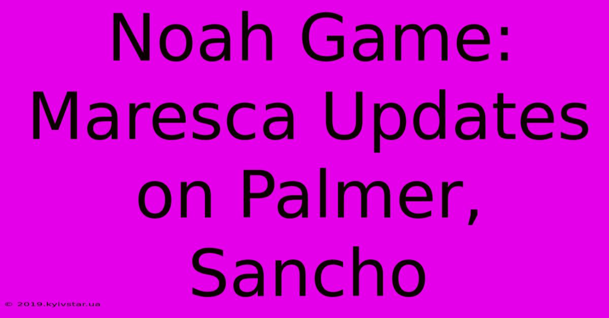 Noah Game: Maresca Updates On Palmer, Sancho