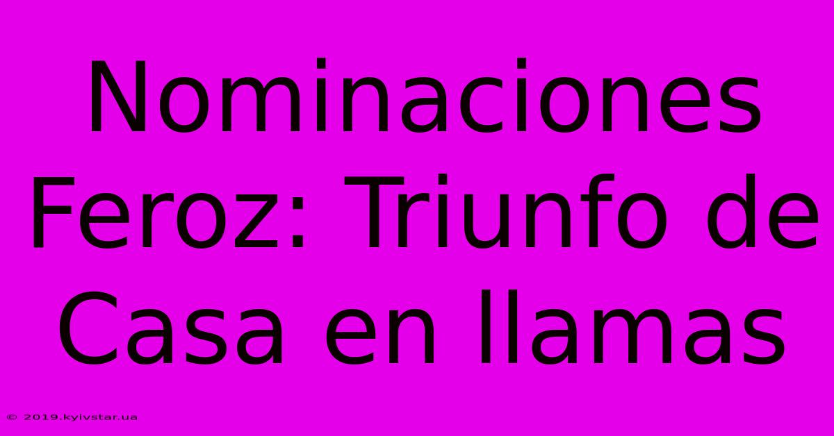 Nominaciones Feroz: Triunfo De Casa En Llamas