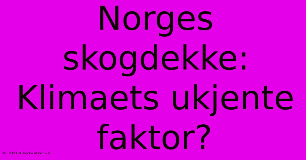 Norges Skogdekke: Klimaets Ukjente Faktor?