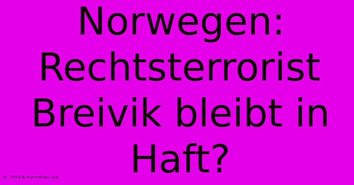 Norwegen: Rechtsterrorist Breivik Bleibt In Haft?