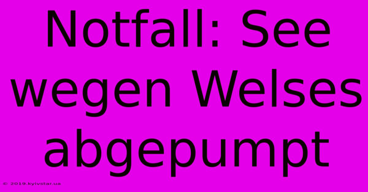 Notfall: See Wegen Welses Abgepumpt