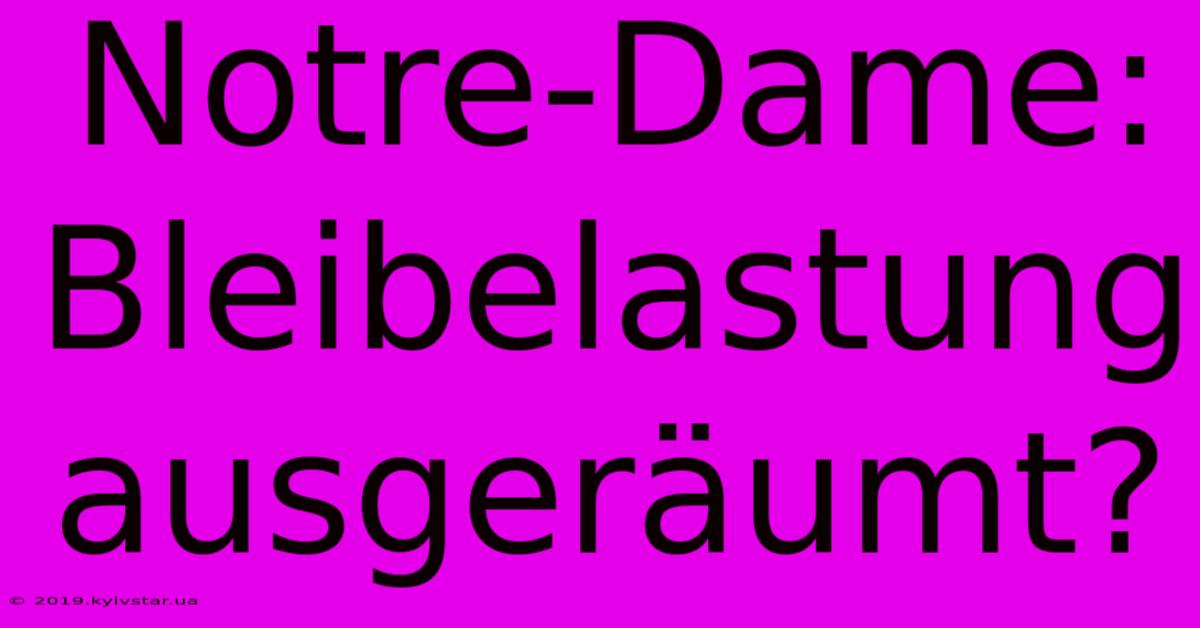 Notre-Dame: Bleibelastung Ausgeräumt?