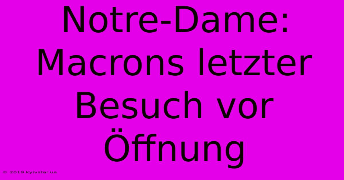 Notre-Dame:  Macrons Letzter Besuch Vor Öffnung