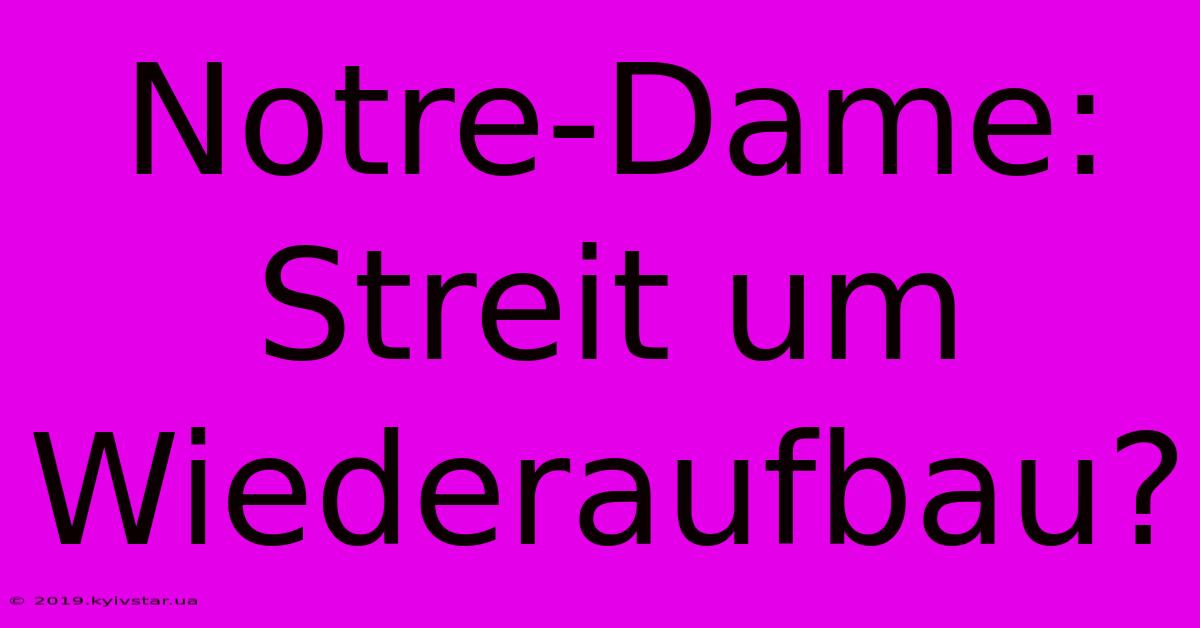 Notre-Dame:  Streit Um Wiederaufbau?