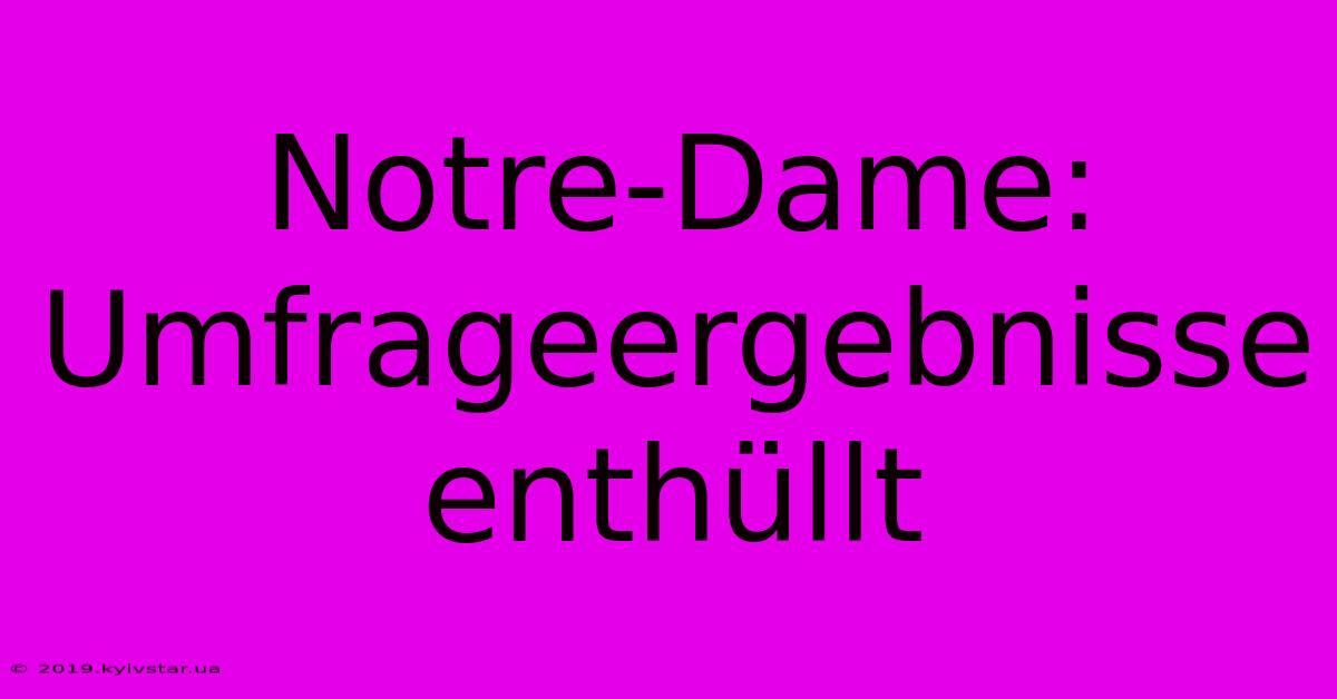 Notre-Dame: Umfrageergebnisse Enthüllt