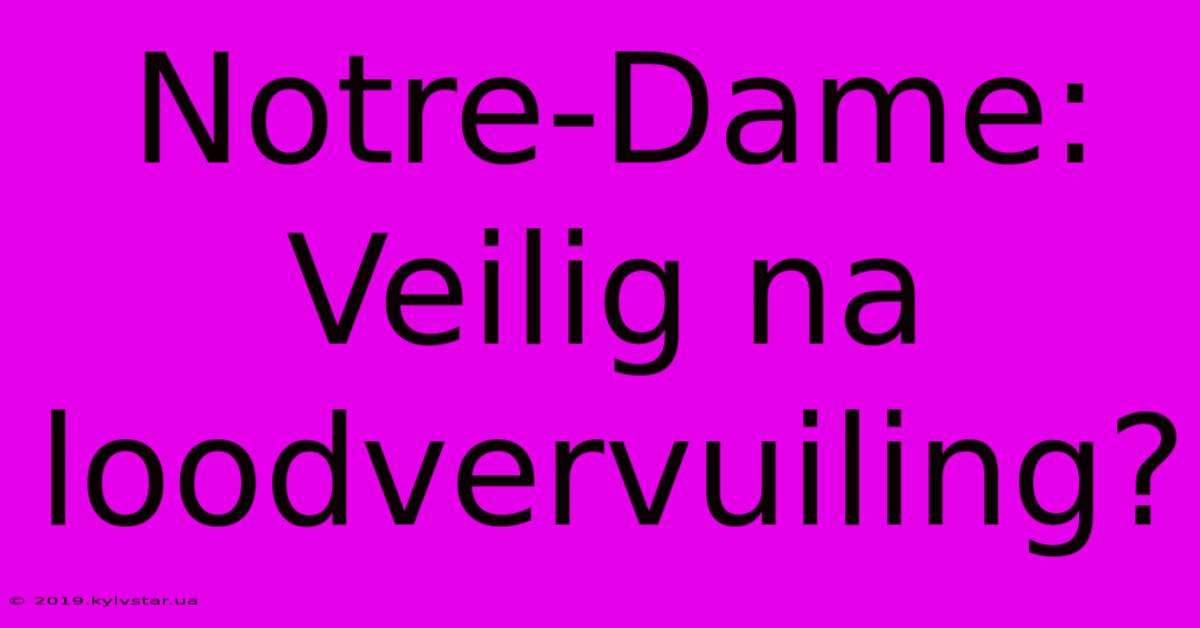 Notre-Dame: Veilig Na Loodvervuiling?