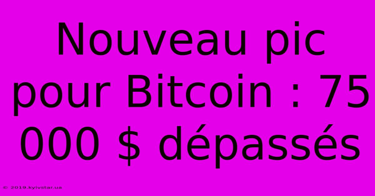 Nouveau Pic Pour Bitcoin : 75 000 $ Dépassés