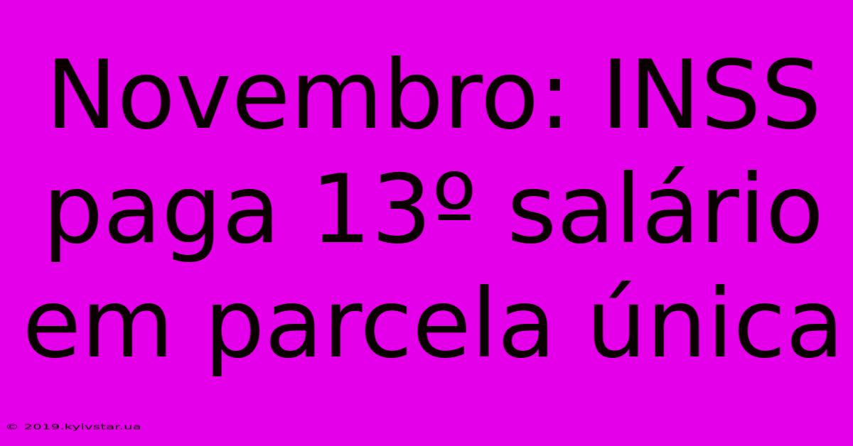 Novembro: INSS Paga 13º Salário Em Parcela Única 