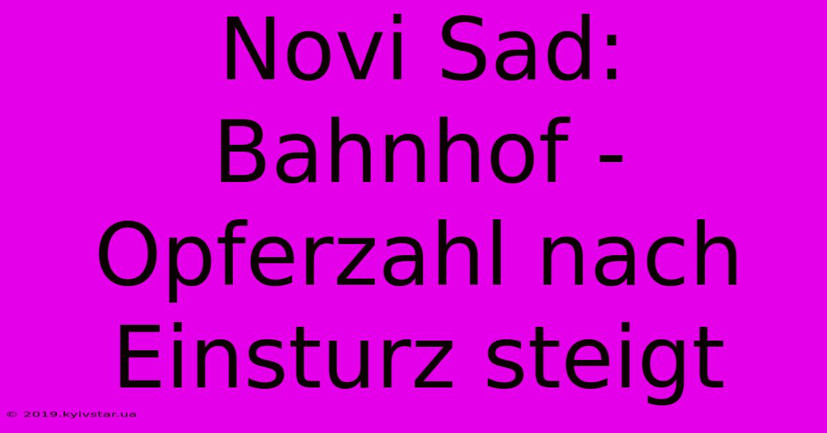 Novi Sad: Bahnhof - Opferzahl Nach Einsturz Steigt