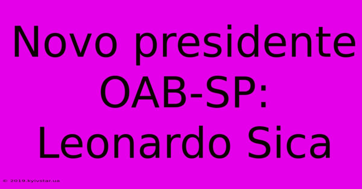 Novo Presidente OAB-SP: Leonardo Sica