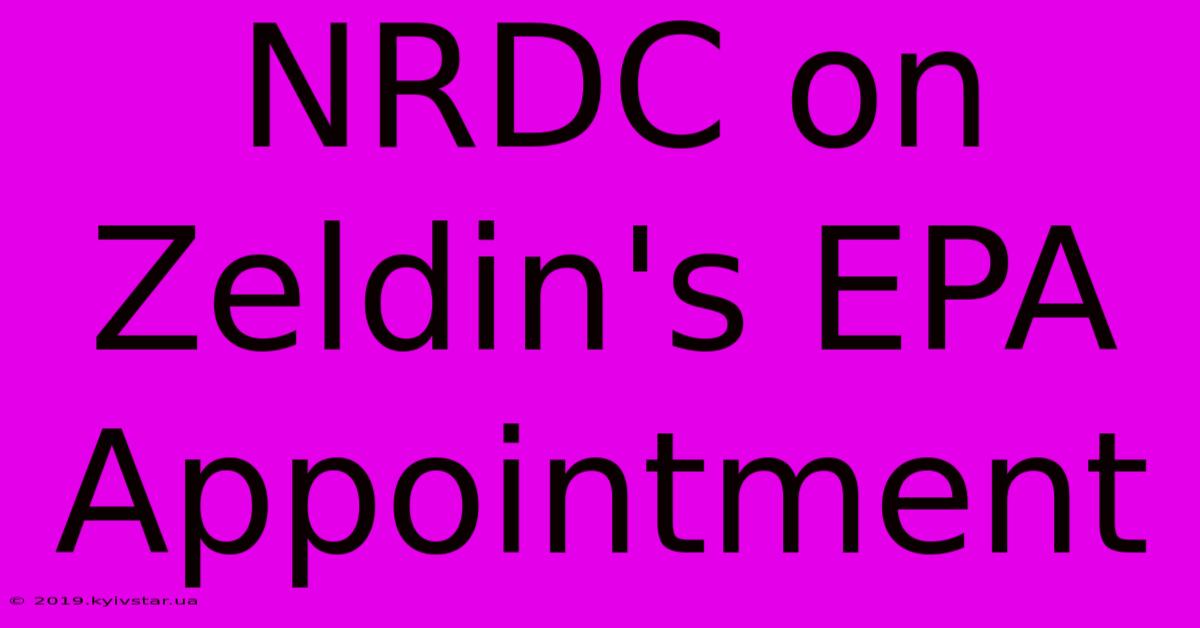 NRDC On Zeldin's EPA Appointment