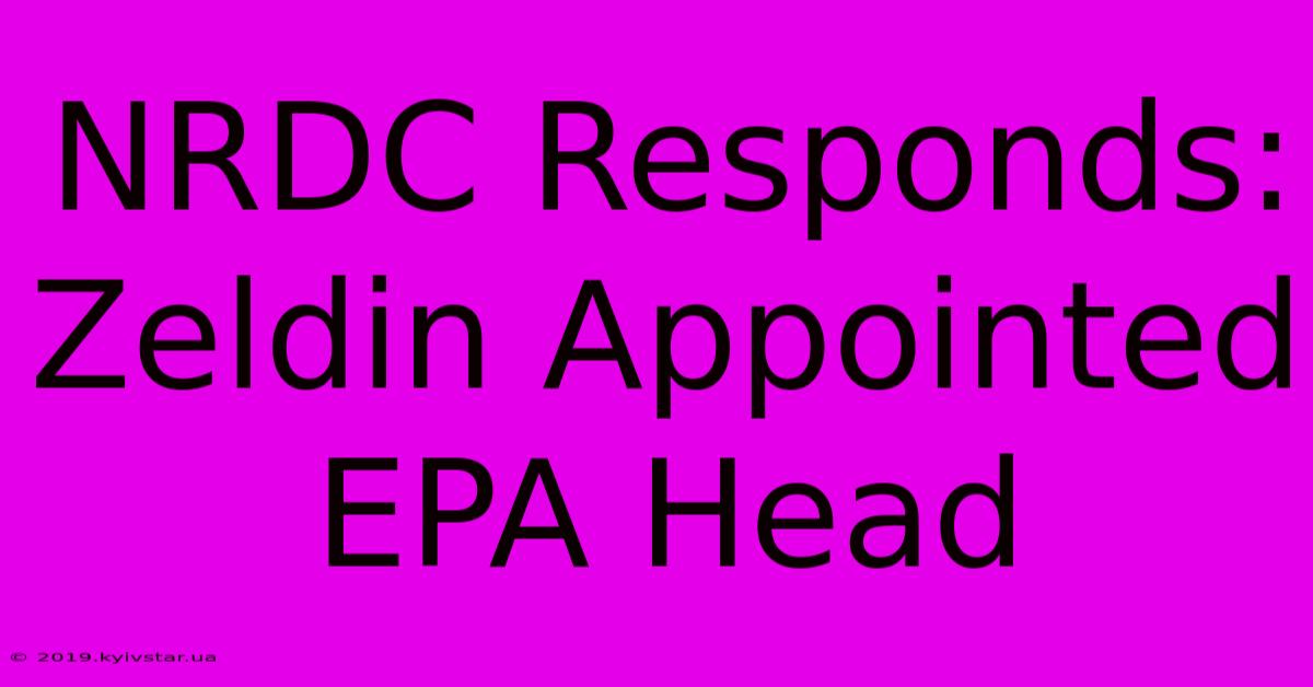 NRDC Responds: Zeldin Appointed EPA Head