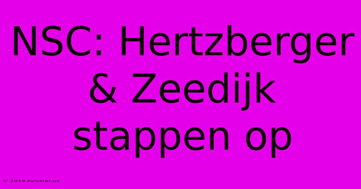 NSC: Hertzberger & Zeedijk Stappen Op