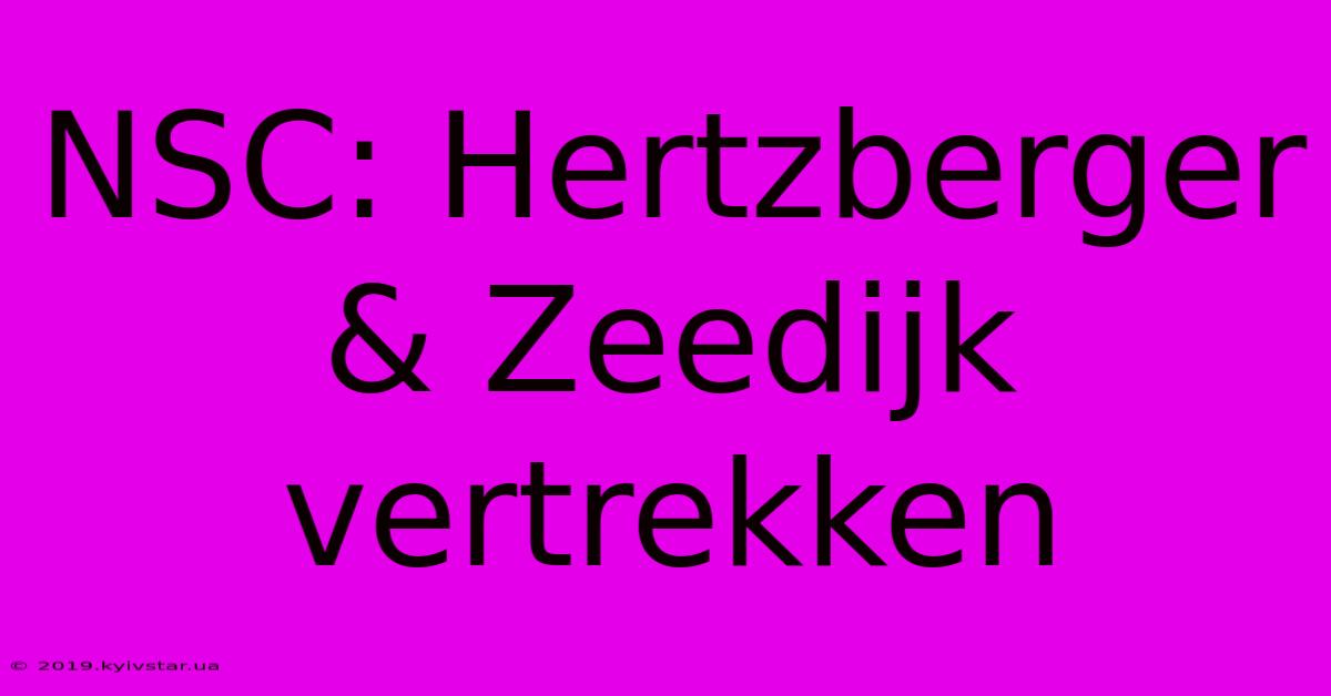 NSC: Hertzberger & Zeedijk Vertrekken