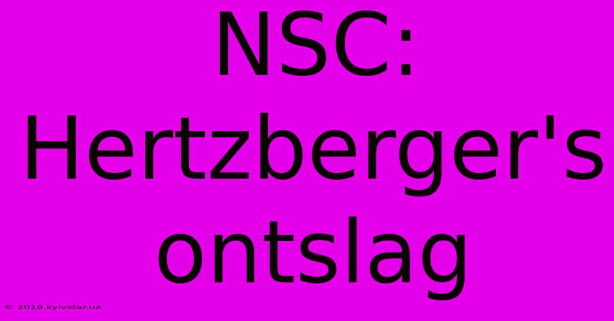 NSC: Hertzberger's Ontslag